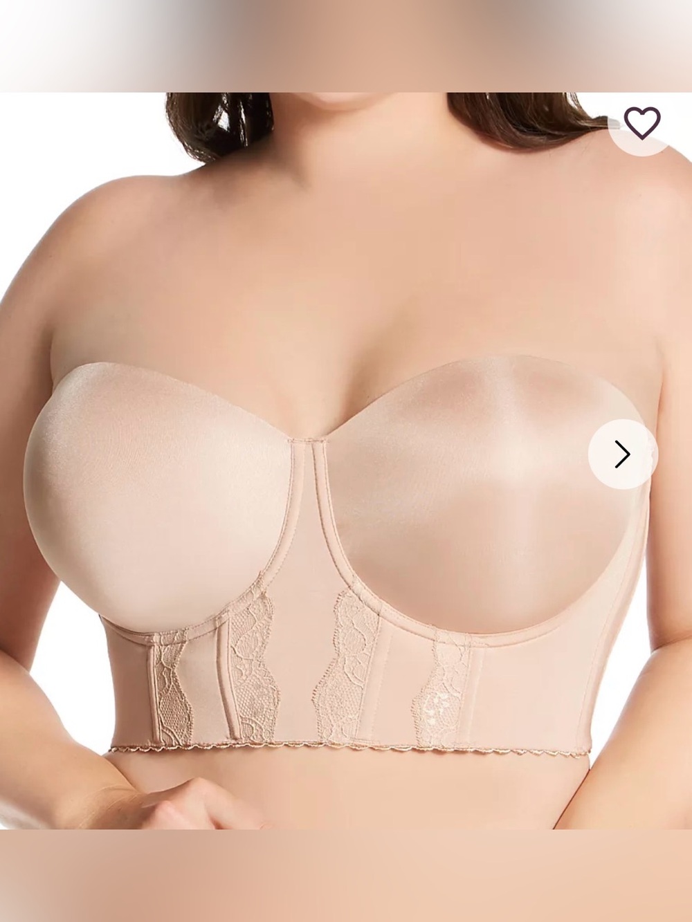 NWT Strapless Longline Bustier Bra in Light Nude, Flaw